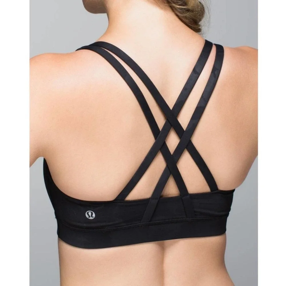 Lululemon Energy Bra in Flat Inky Floral Embossed Black - Picture 3 of 8